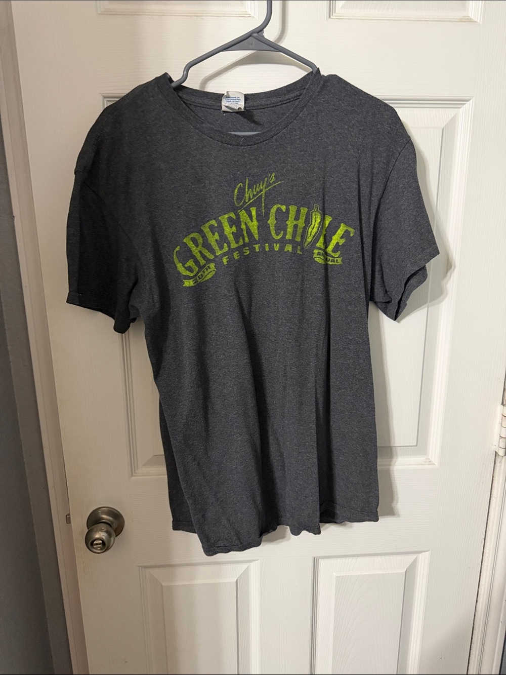 Green Chile Festival Short Sleeve Tee - Charcoal with Lime Print